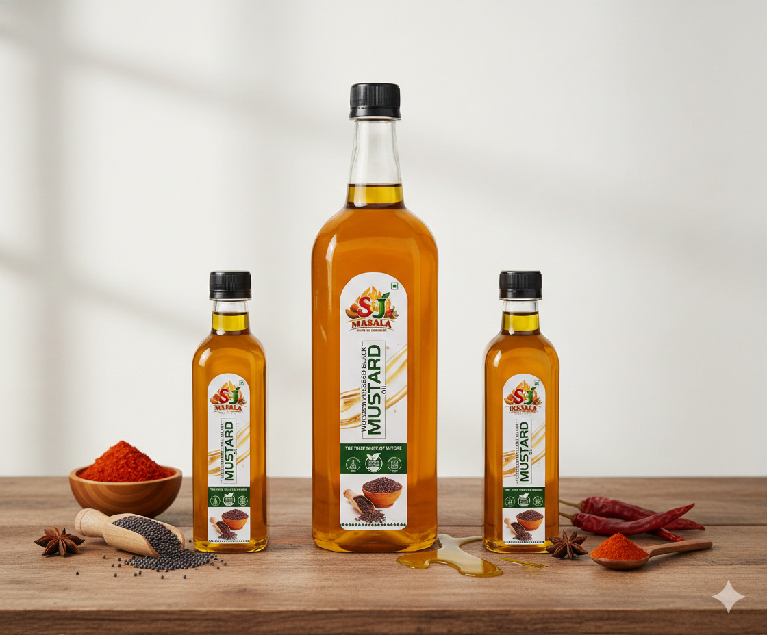 Wooden Pressed Mustard Oil (Kachi Ghani) - Black & Yellow Variants - Image 2